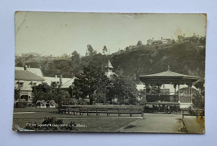 early 1900s New Zealand FGR postcard of Clive Square in Napier
